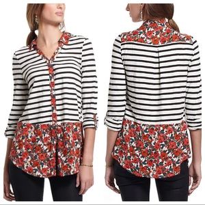 Anthropologie Woven Borders Buttondown